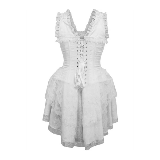Steel Boned White Lace Victorian Corset Dress image 1