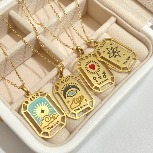 Vintage Divination Tarot Card Necklace