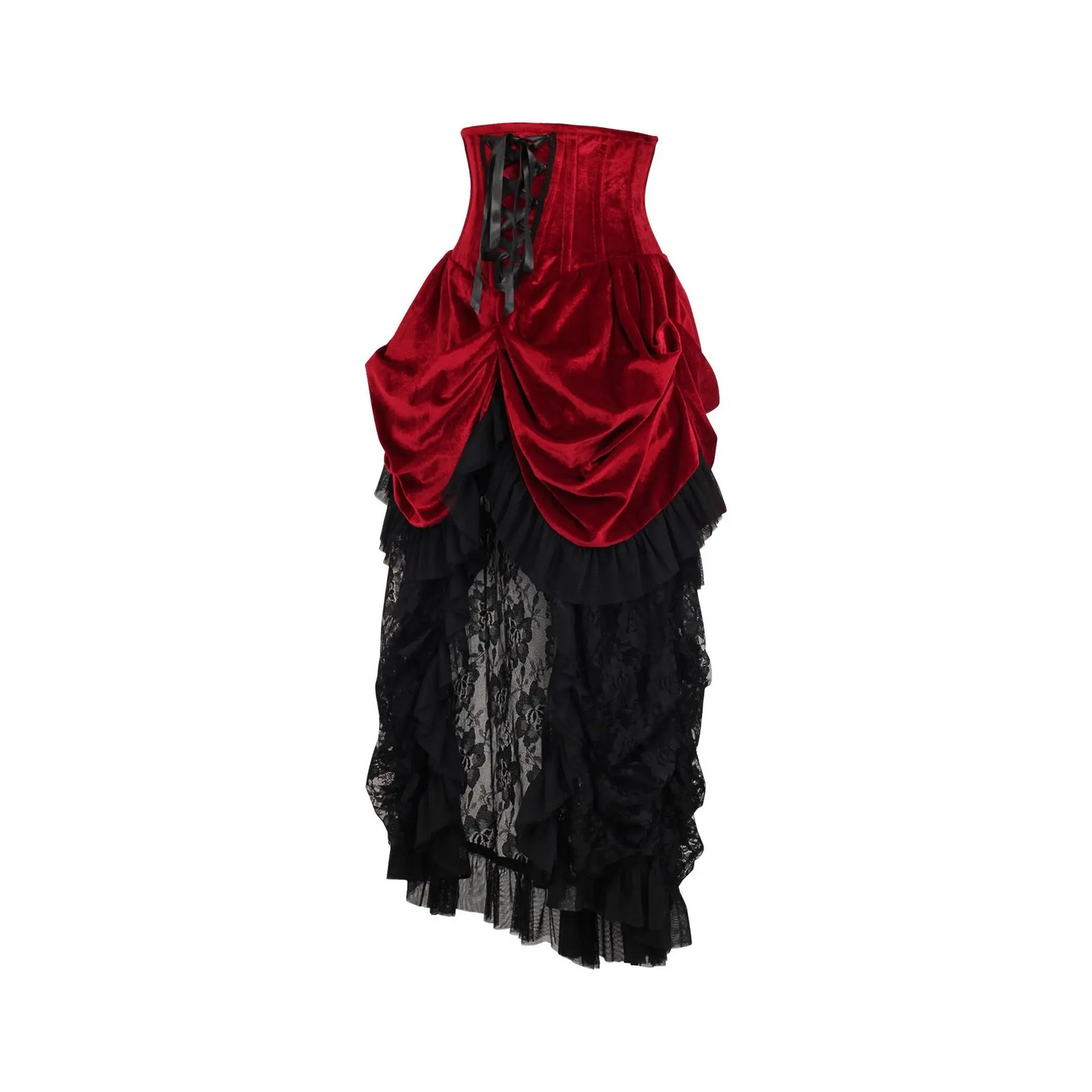Steel Boned Dark Red Velvet Victorian Bustle Underbust Corset image 1