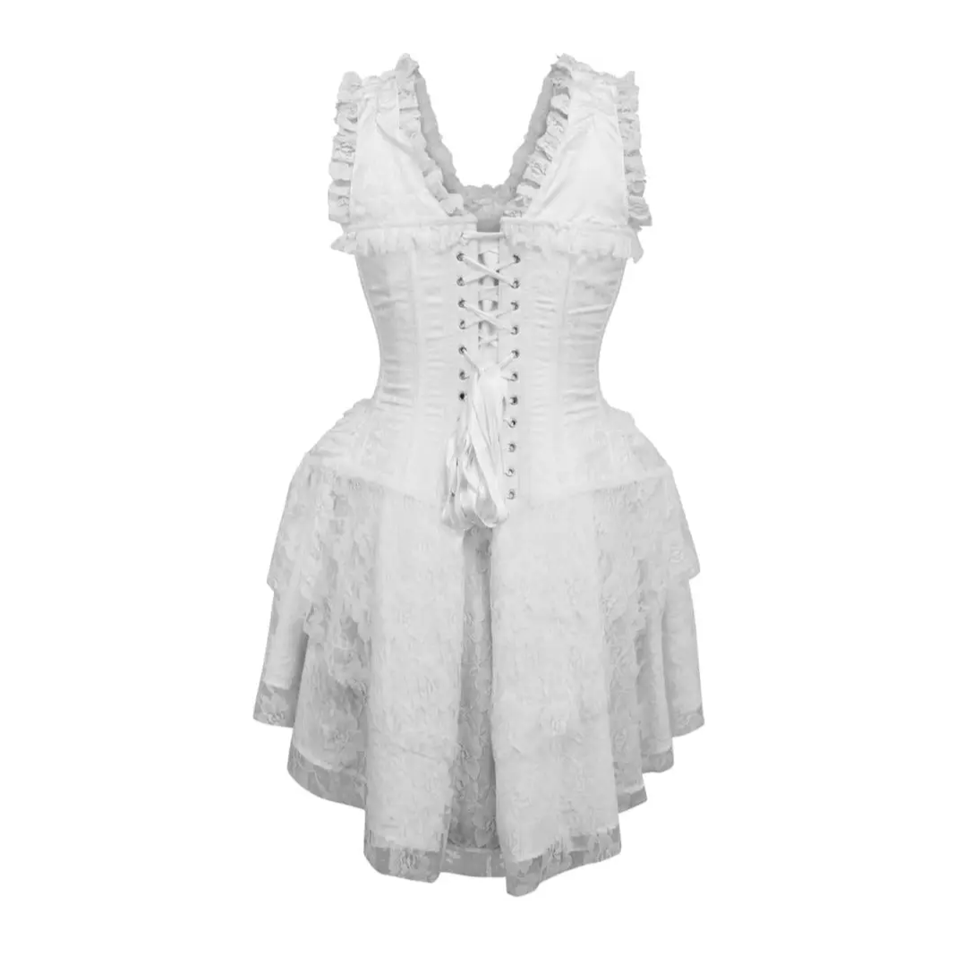 Steel Boned White Lace Victorian Corset Dress image 1