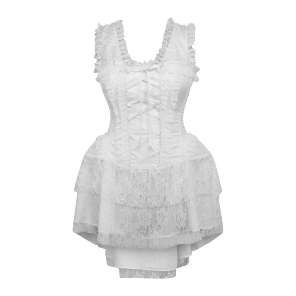 Steel Boned White Lace Victorian Corset Dress image 0