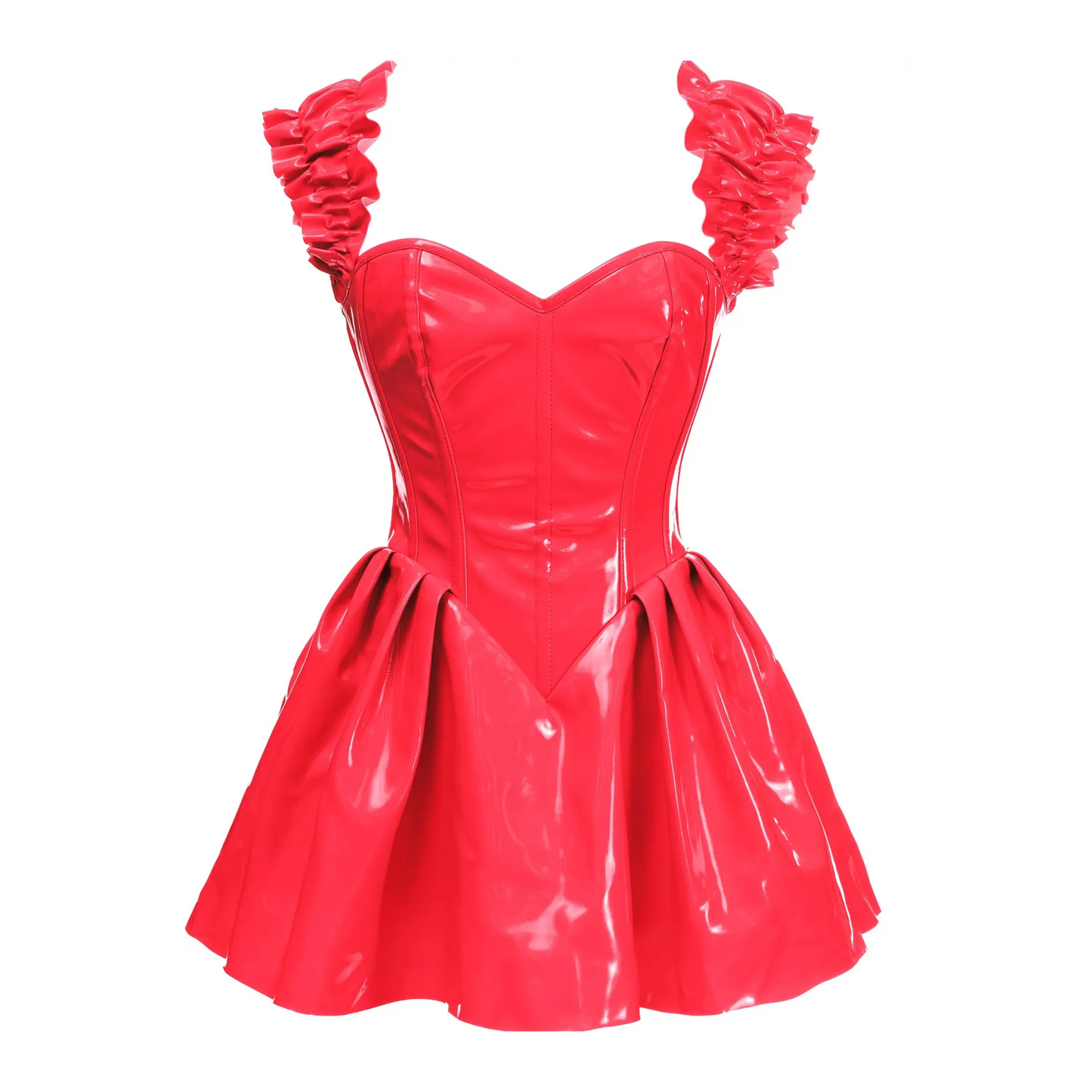 Steel Boned Red Patent Pvc Vinyl Corset Dress image 0