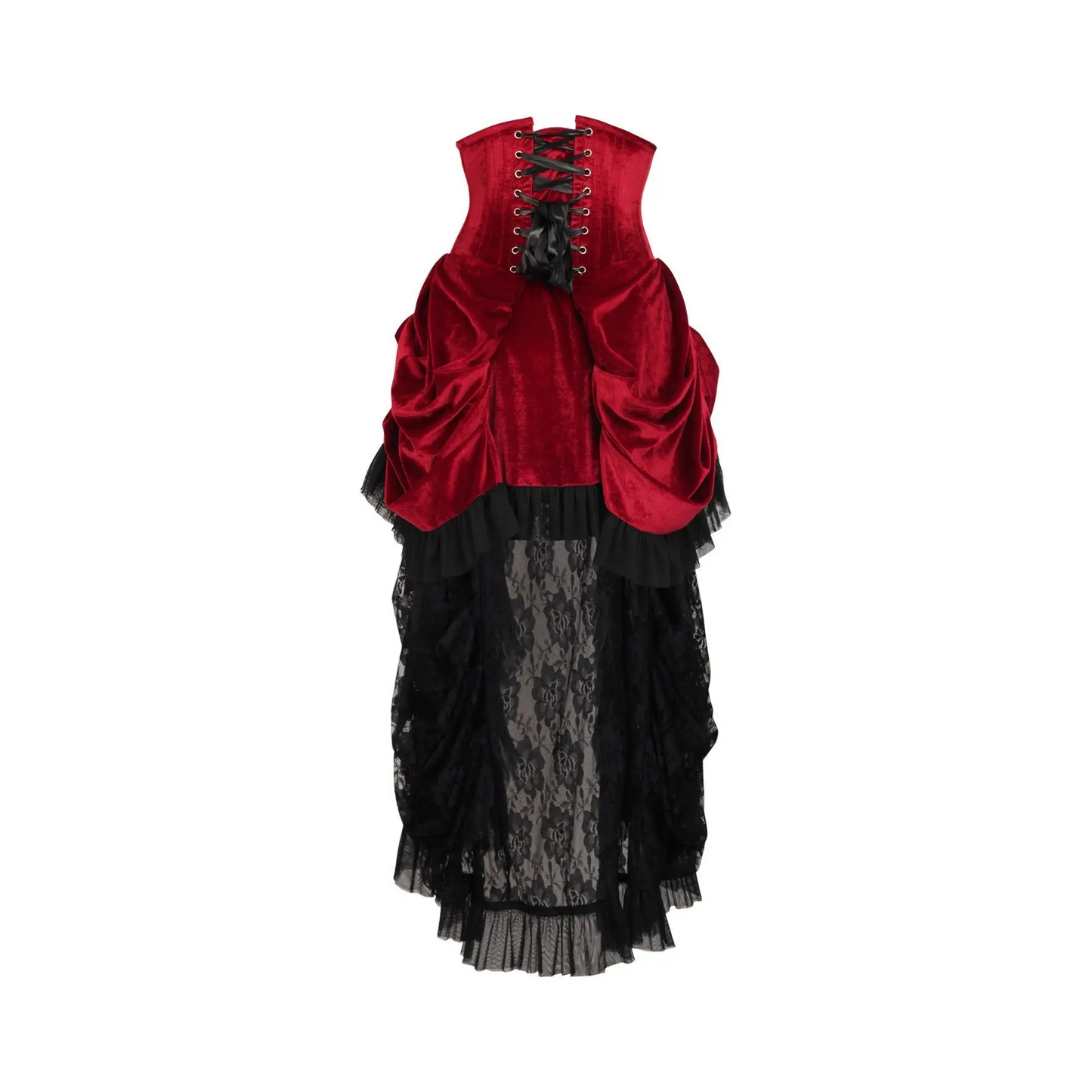 Steel Boned Dark Red Velvet Victorian Bustle Underbust Corset image 2