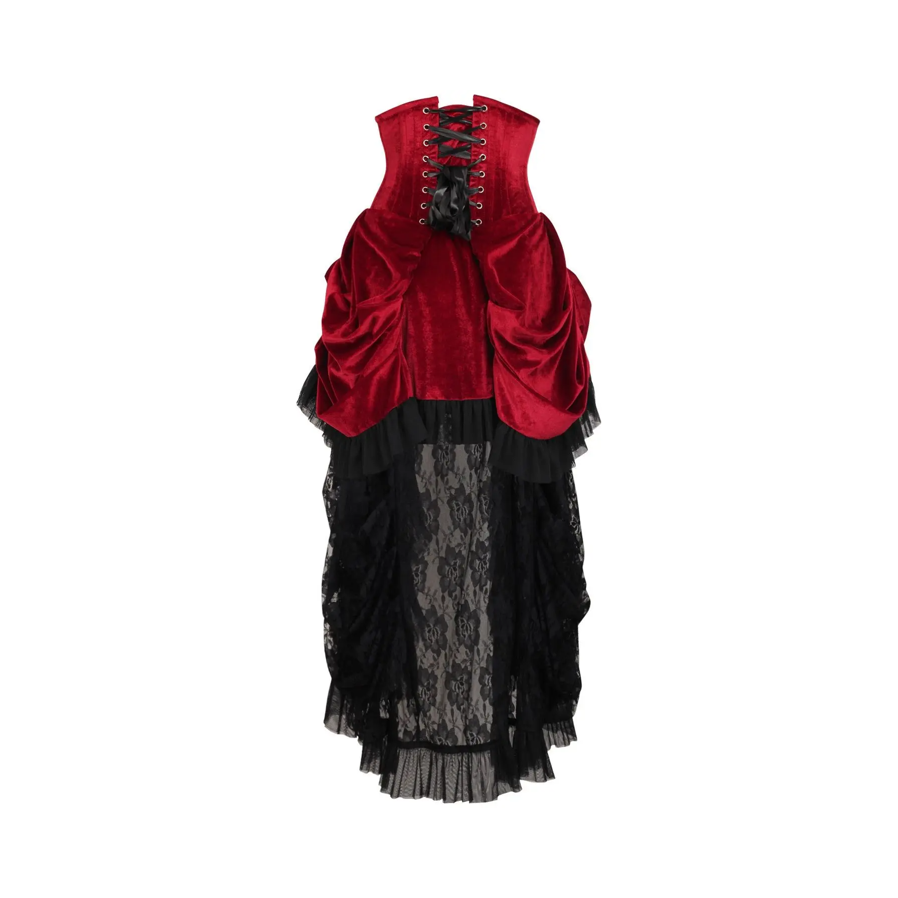 Steel Boned Dark Red Velvet Victorian Bustle Underbust Corset image 2