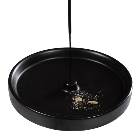 Elegant Black Ceramic Incense Holder with a simple design for a calming atmosphere