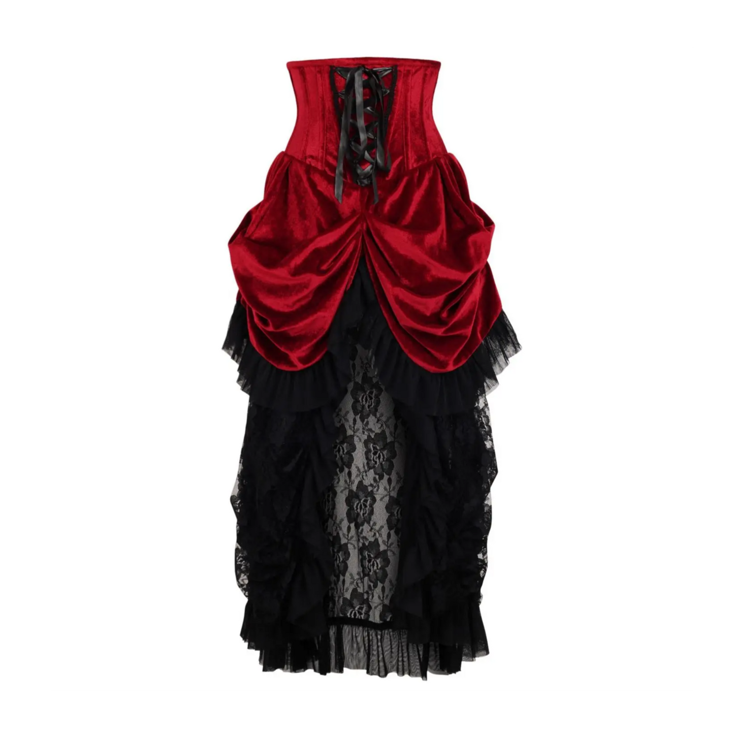 Steel Boned Dark Red Velvet Victorian Bustle Underbust Corset image 0