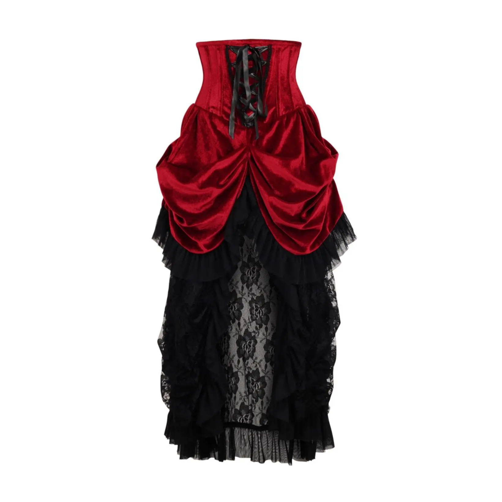 Steel Boned Dark Red Velvet Victorian Bustle Underbust Corset image 0