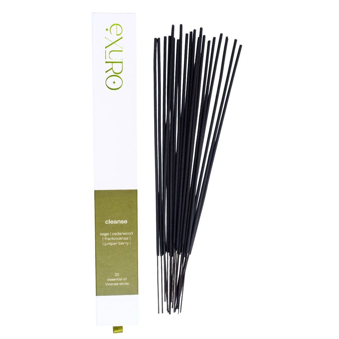 Exuro Cleanse Cedarwood Incense Sticks in Black Packaging, ideal for purifying spaces