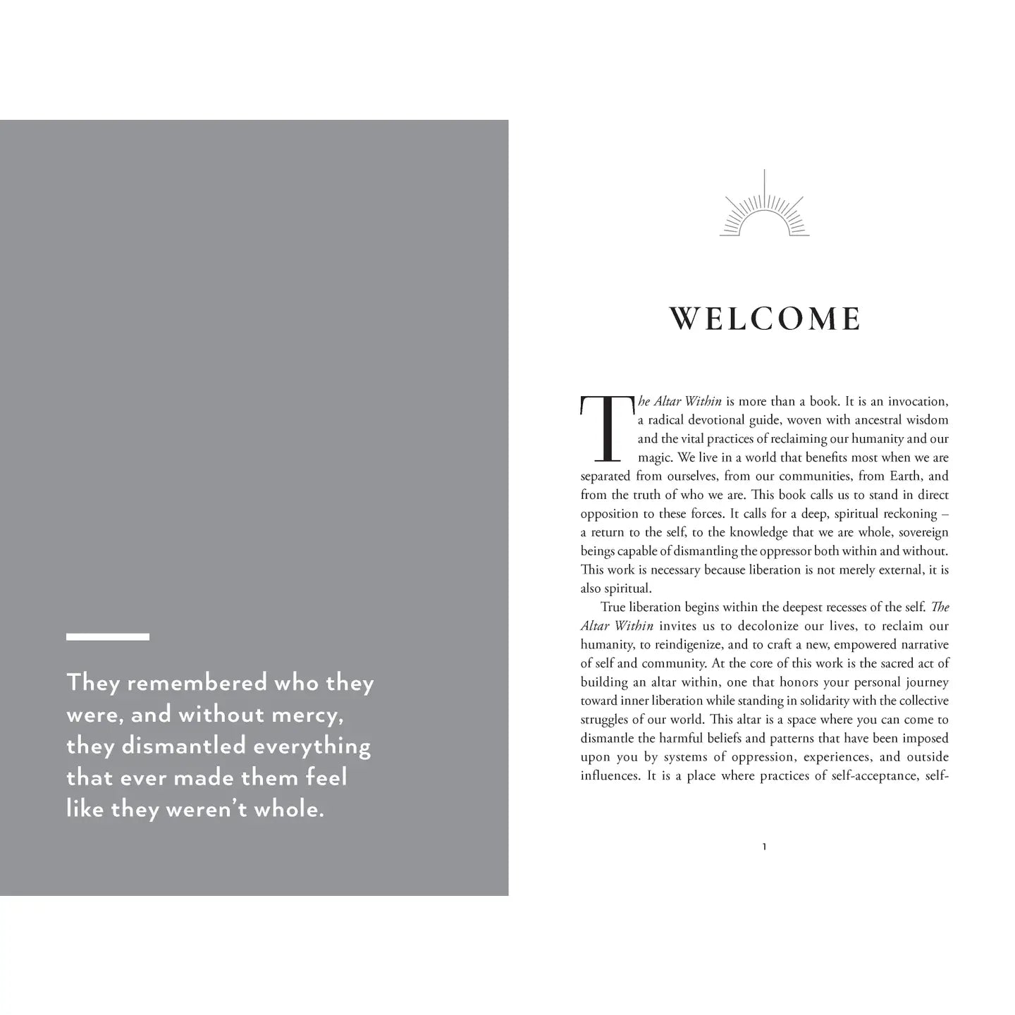 Cover page of Juliet Diaz The Altar Within with a welcoming introduction and minimalist design