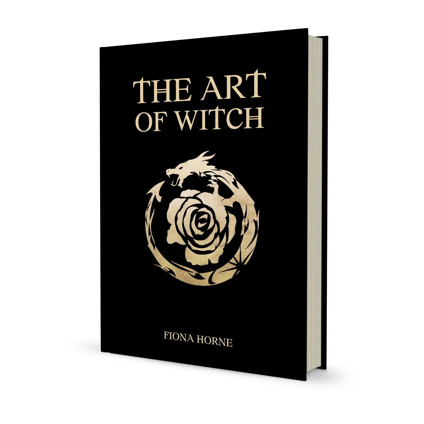 The Art of Witch by Fiona Horne, featuring a black cover with a golden dragon and rose design